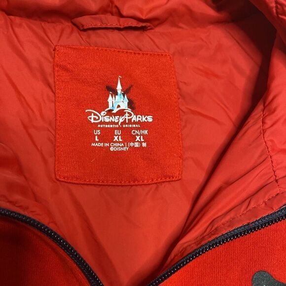 DISNEY PARKS Men’s Red Full Zip Hooded Jacket Size L - Picture 5 of 7